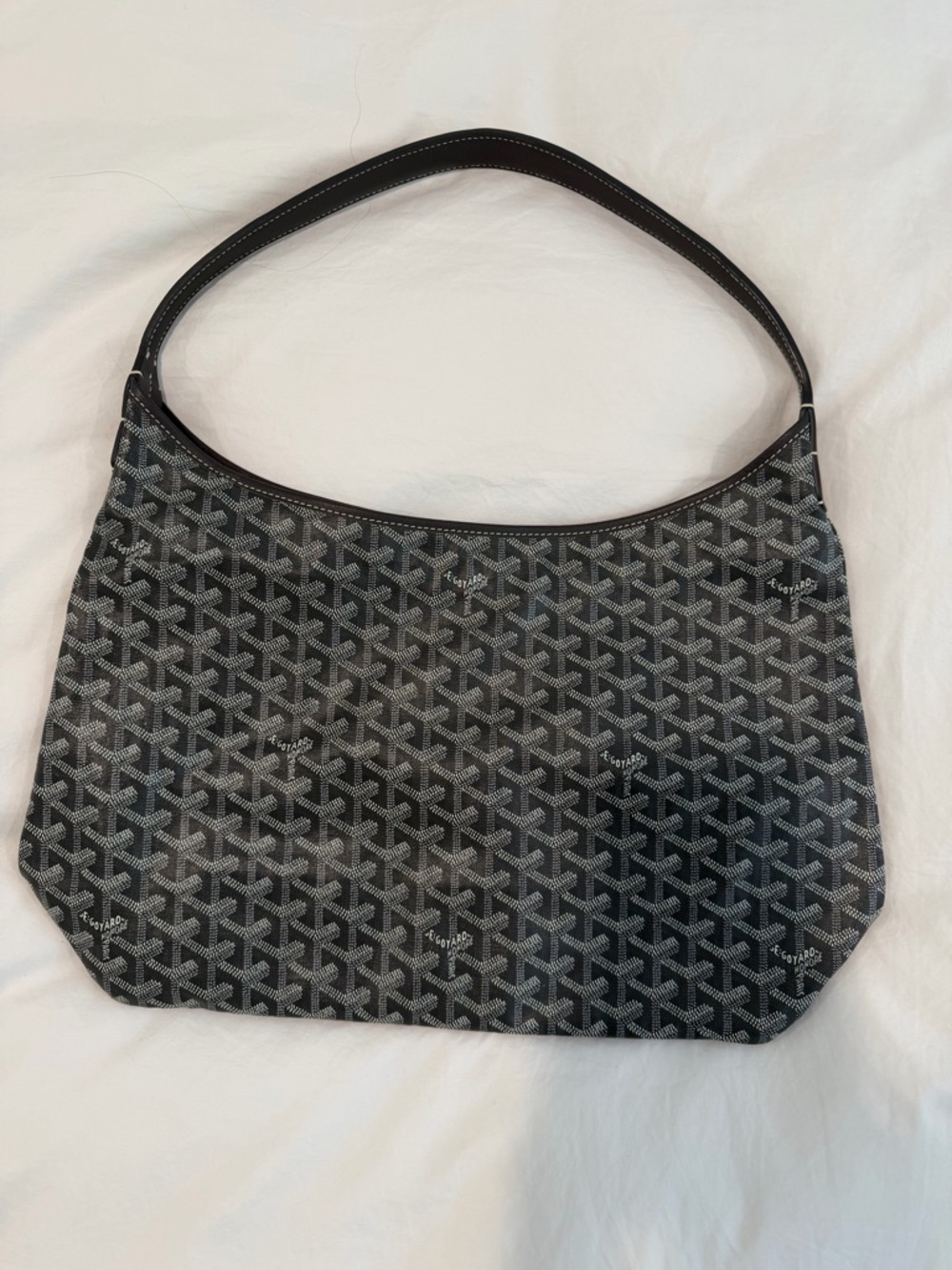Grey Patterned Hobo Shoulder Bag - Grey